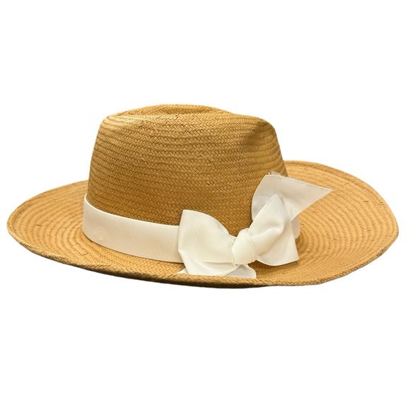 Kathy Jeanne Straw Hat with White Bow - Picture 1 of 5